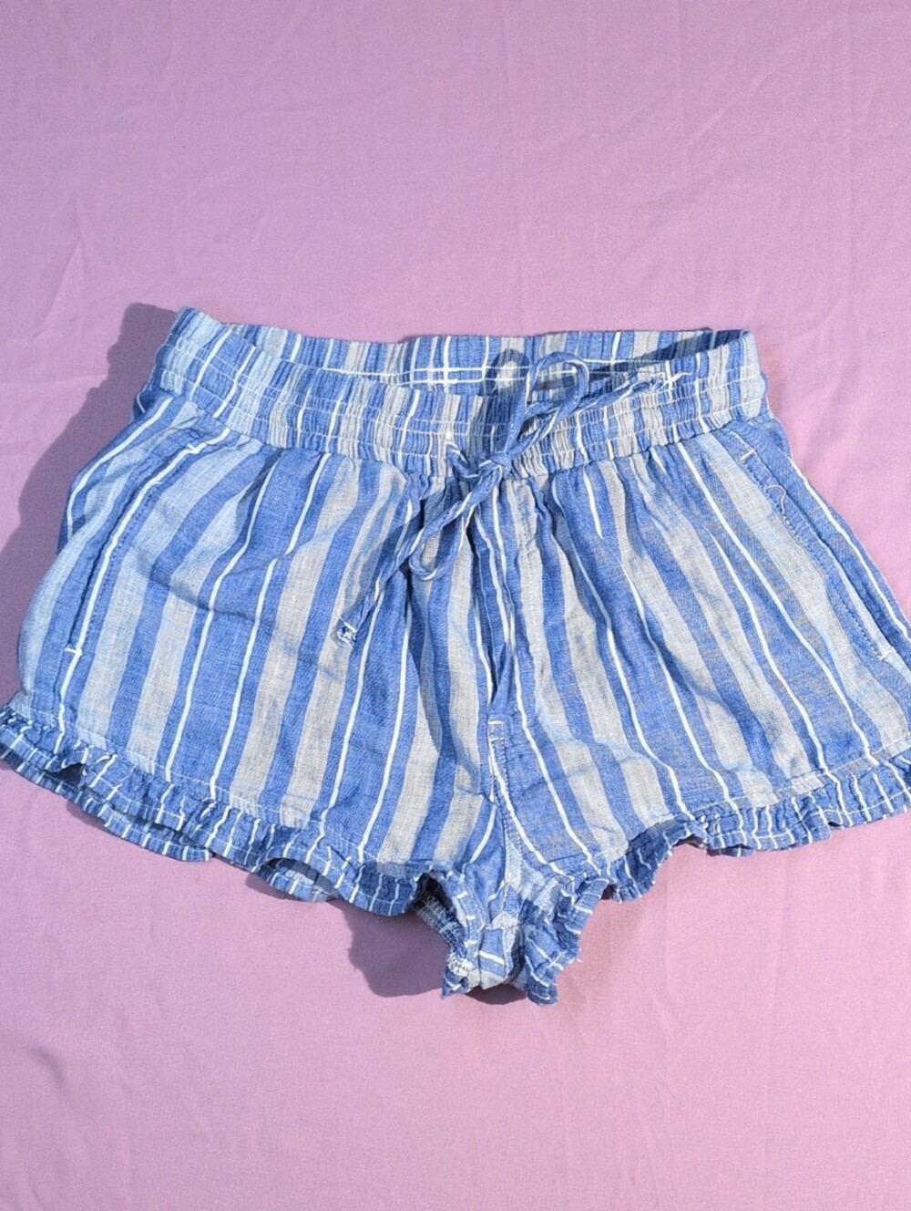 💙 Ban.Jara Boho Striped Drawstring Shorts 100% Cotton Fits Small/Medium